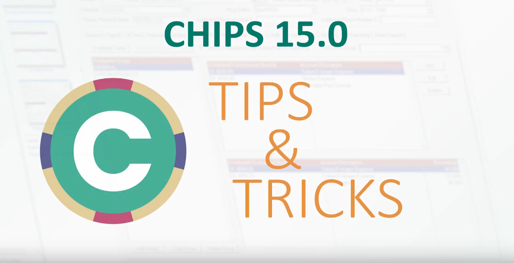 Municipal software CHIPS Tips & Tricks